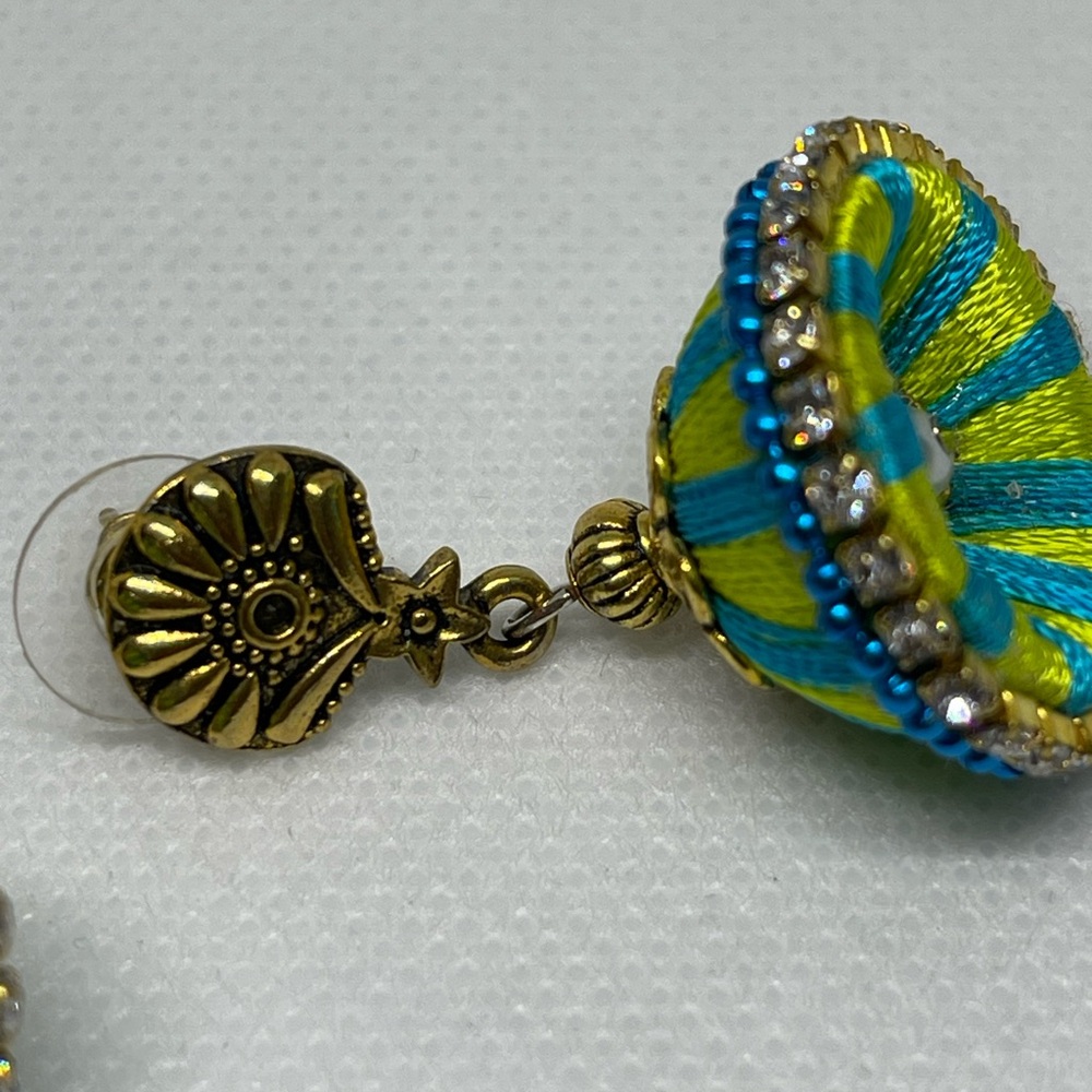 Blue and green earrings